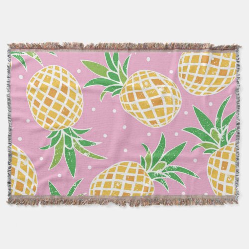Pineapple Paradise Tropical Pattern Throw Blanket