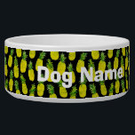 Pineapple Party Black Customized Pet Water or Food Bowl<br><div class="desc">It's a pineapple party on this fun food or water bowl for your pet! Add your dog's name or leave it off! Check my shop for more designs!</div>