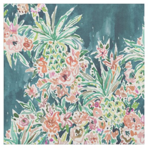 PINEAPPLE PARTY Lush Tropical Boho Floral Fabric