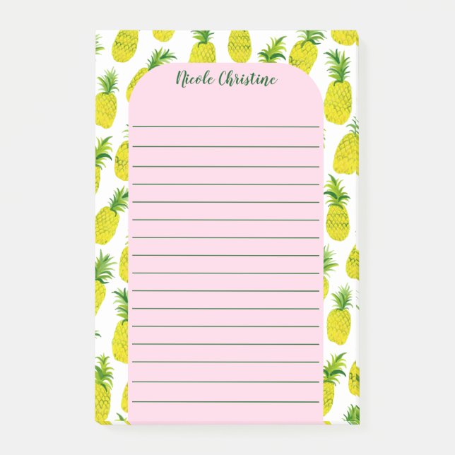 Pineapple Party Pattern CUSTOMIZE IT Watercolor  Post-it Notes (Front)