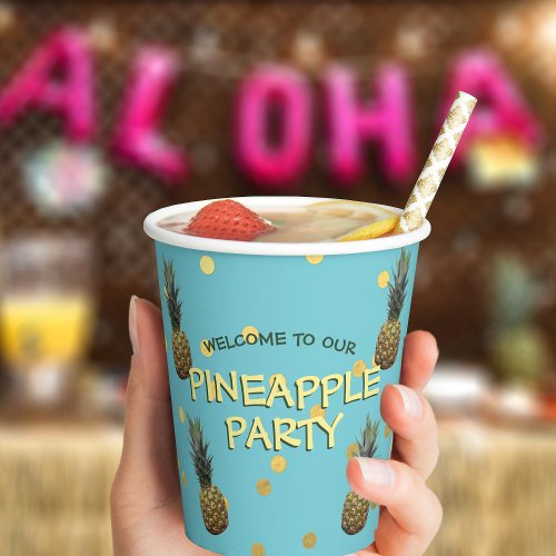 Pineapple Party Personalized Paper Cups