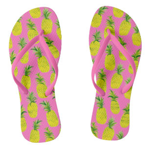Pineapple Party Pink Flip Flops