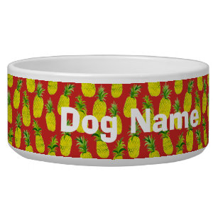 Pineapple Party Red Customized Pet Water or Food Bowl