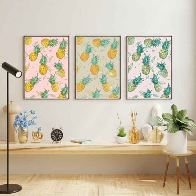 Pineapple Party Tropical Fruit Pattern  Wall Art Sets (Creator Uploaded)