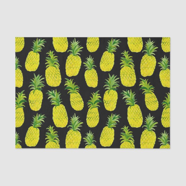 Pineapple Party Watercolor Black Gift Tissue Paper (Front)