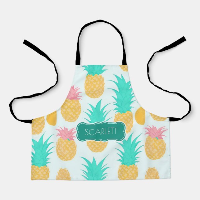 Pineapple Pastel Colorful Personalized Pattern Apron (Front)