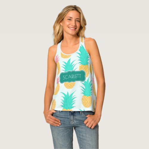 Pineapple Pastel Colorful Personalized Pattern Tank Top