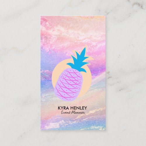 Pineapple Pastel Holographic Any Service Business  Business Card