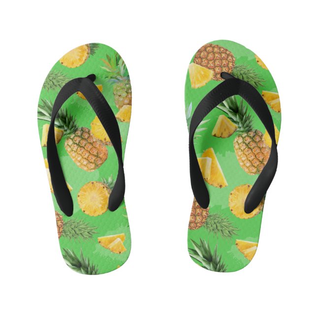 Pineapple Pattern 6 Kid's Flip Flops (Footbed)