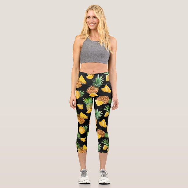 Pineapple Pattern 8 Capri Leggings (Front)