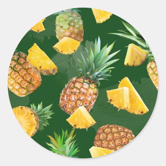 Pineapple Pattern 9 Classic Round Sticker (Front)