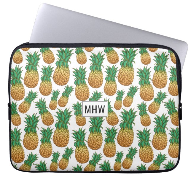 Pineapple Pattern custom monogram laptop sleeves (Front)
