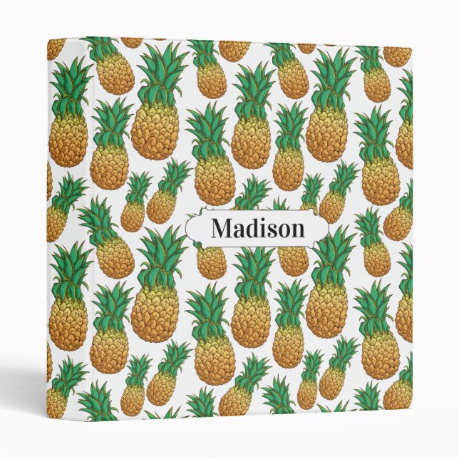 Pineapple Pattern custom name binders (Front/Spine)