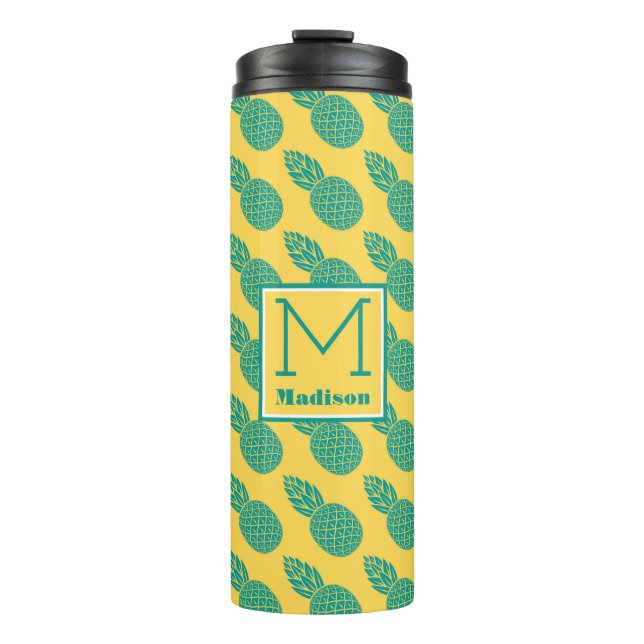 Pineapple Pattern | Monogram Thermal Tumbler (Front)