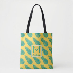 Pineapple Pattern   Monogram Tote Bag