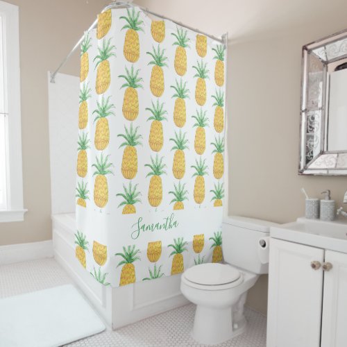 Pineapple Pattern Name Shower Curtain
