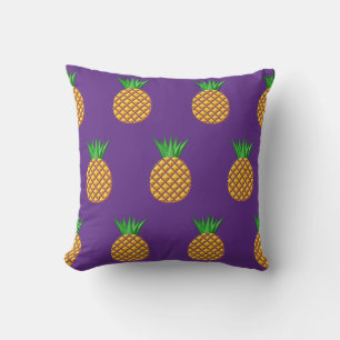 Pineapple Pattern On Purple Background Outdoor Pillow