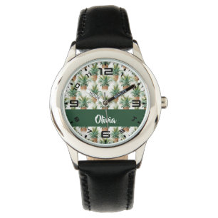 Pineapple pattern on white watch