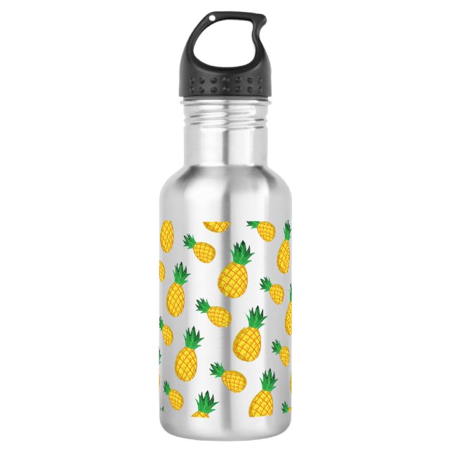 Pineapple Pattern Print Water Bottle (Front)