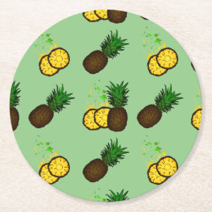 Pineapple Pattern Round Paper Coaster