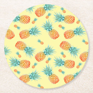 Pineapple Pattern Round Paper Coaster