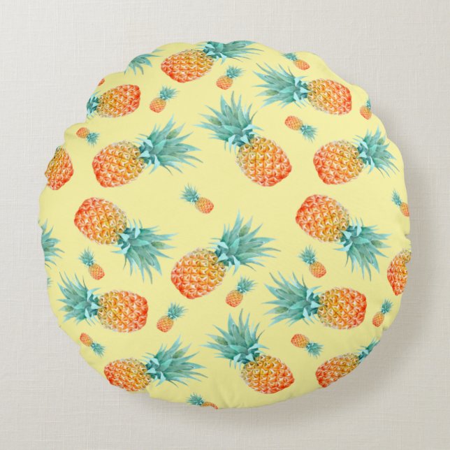 Pineapple Pattern Round Pillow (Front)