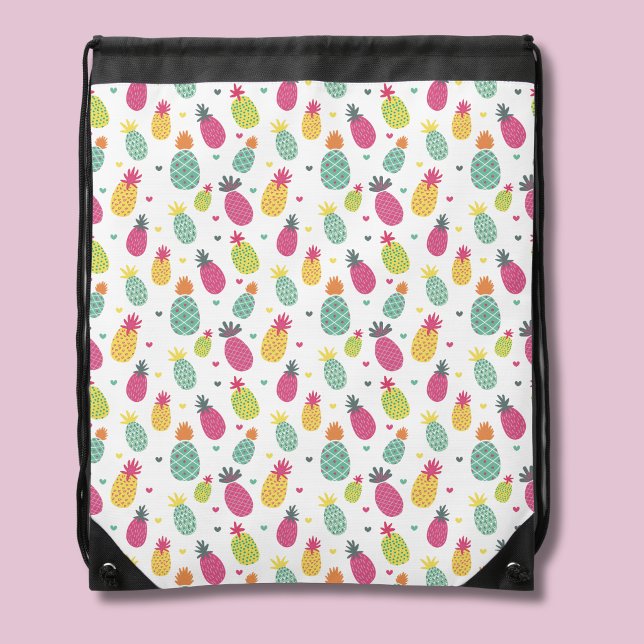 Pineapple Pattern Tropical Summer Drawstring Bag (Pineapple drawstring bag)