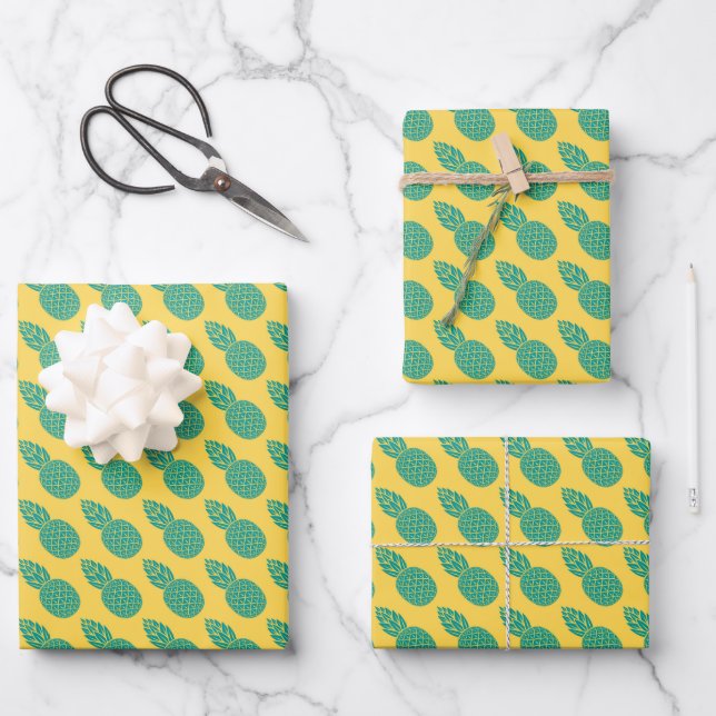 Pineapple Pattern Wrapping Paper Sheets (Front)