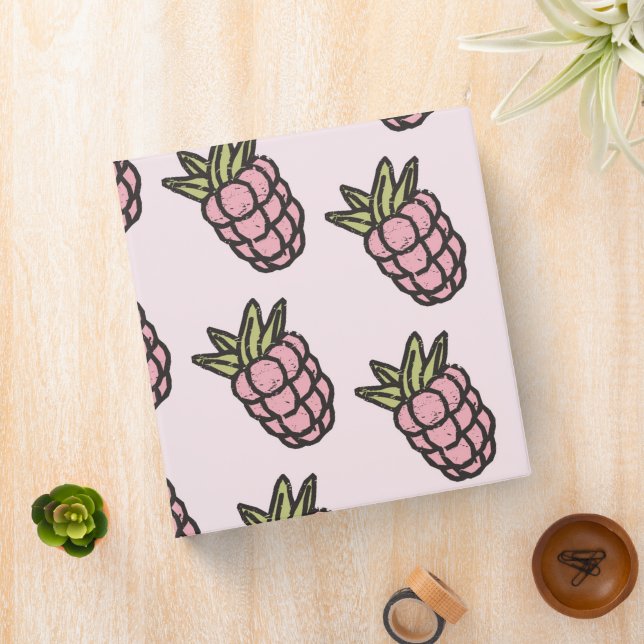 Pineapple Pattern Y2K Retro Funky 3 Ring Binder (In Situ)