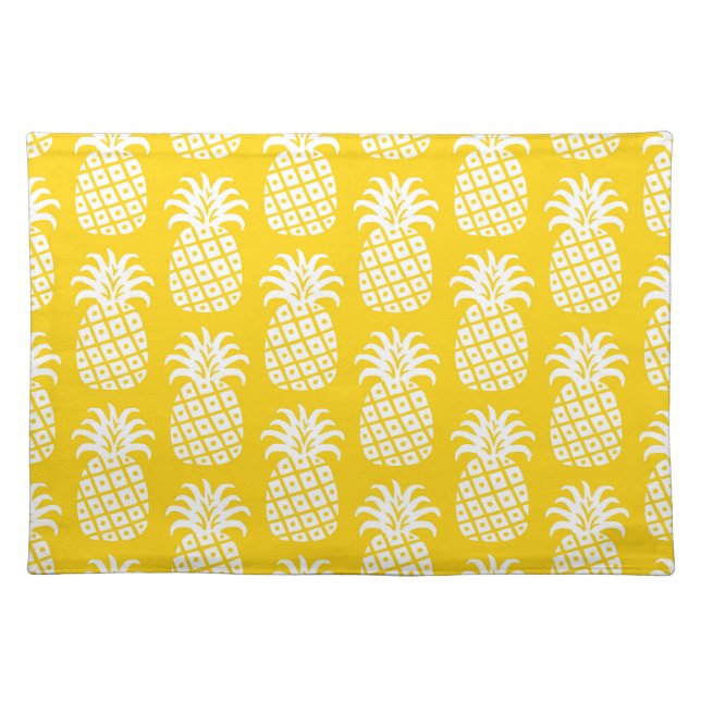 Pineapple Pattern Yellow & White Cloth Placemat (Front)
