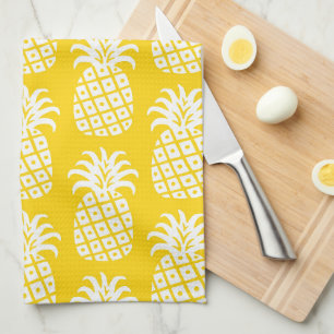 Pineapple Pattern Yellow & White Kitchen Towel