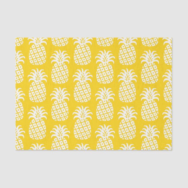 Pineapple Pattern Yellow & White Tissue Paper (Front)