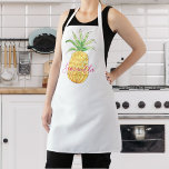 Pineapple Personalized Apron<br><div class="desc">This cute and girly apron is decorated with a yellow watercolor pineapple and a name in pink typography. You can customize it by changing the name or making it a monogram. Use the Customize Further option to change the text size, style, or color. Because we create our artwork you won't...</div>