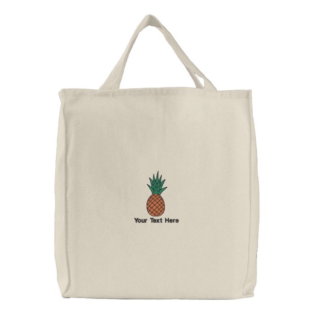 pineapple personalized embroidered tote bag (Front)