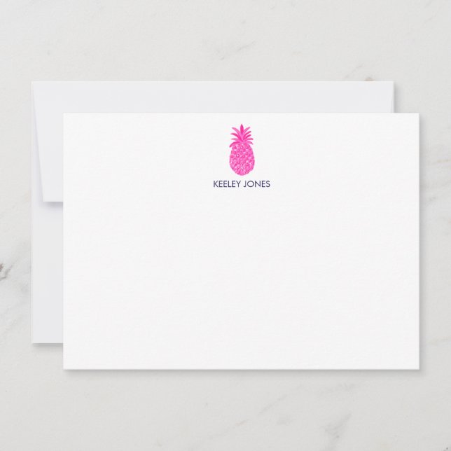 Pineapple Personalized Flat Note Card (Front)