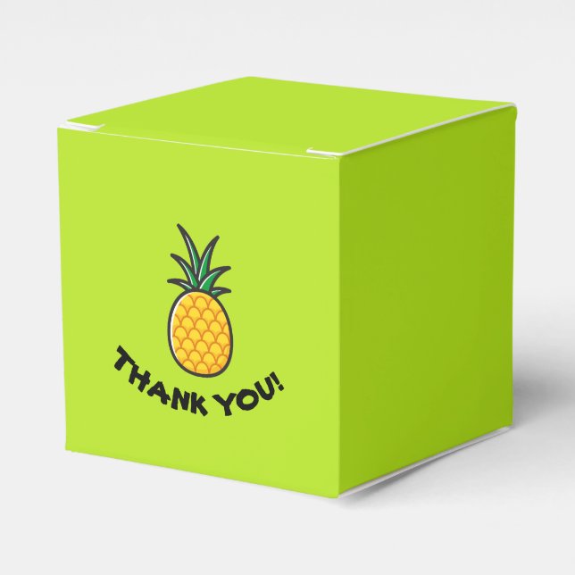 Pineapple Personalized Tropical Favor Boxes (Front Side)