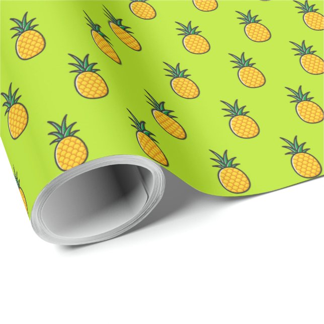 Pineapple Personalized Tropical Luau Gift Wrap (Roll Corner)