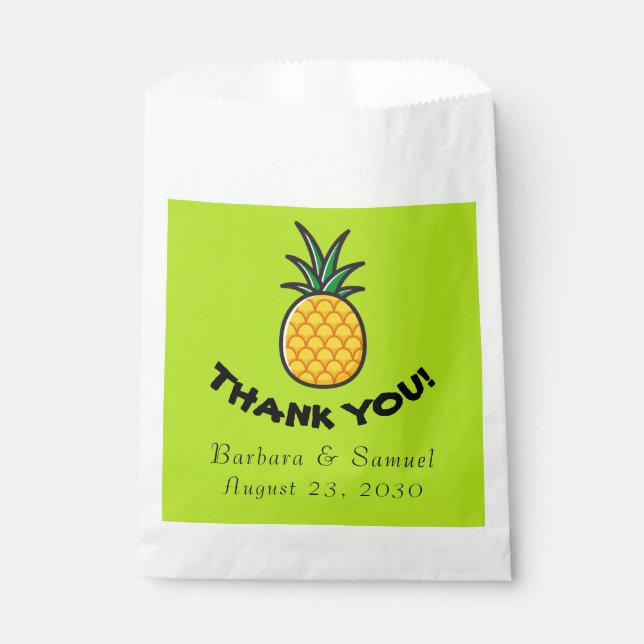 Pineapple Personalized Tropical Party Favor Bags (Front)