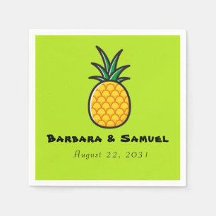 Pineapple Personalized Tropical Wedding Napkins