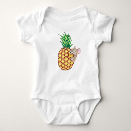 Pineapple Pika Eating Fruits Baby Bodysuit