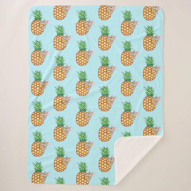 Pineapple Pika Takes a Bite Sherpa Blanket (Front)