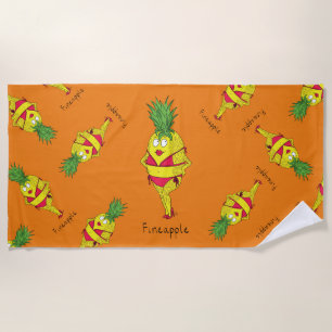 Pineapple Pin-Up Girl Funny Fruit Beach Towel