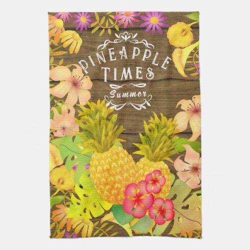 Pineapple Pine Floral  Kitchen Towel