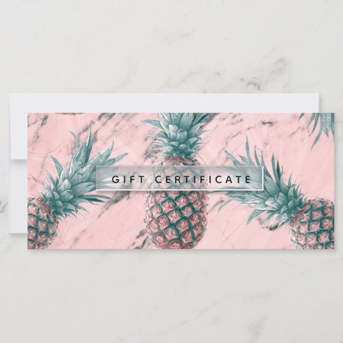 Pineapple Pink Marble Swirl Chic Gift Certificate