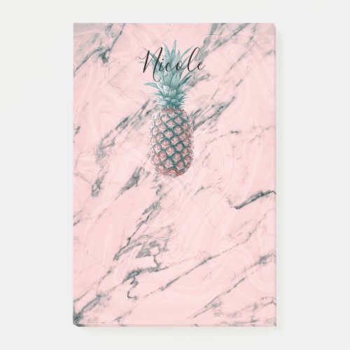 Pineapple  Pink Marble Swirl Modern Chic Trendy Post_it Notes