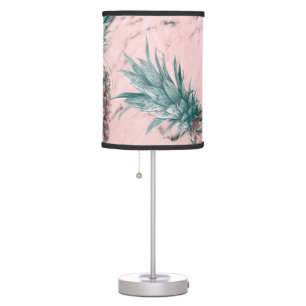 Pineapple & Pink Marble Swirl Modern Tropical Chic Table Lamp