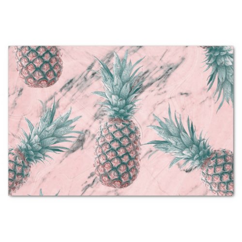 Pineapple  Pink Marble Swirl Modern Tropical Chic Tissue Paper