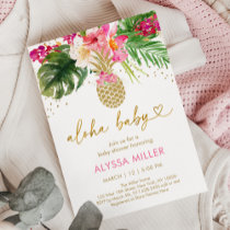 Pineapple Pink Tropical Floral Baby Shower Invitation