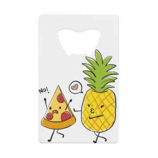 Pineapple pizza credit card bottle opener