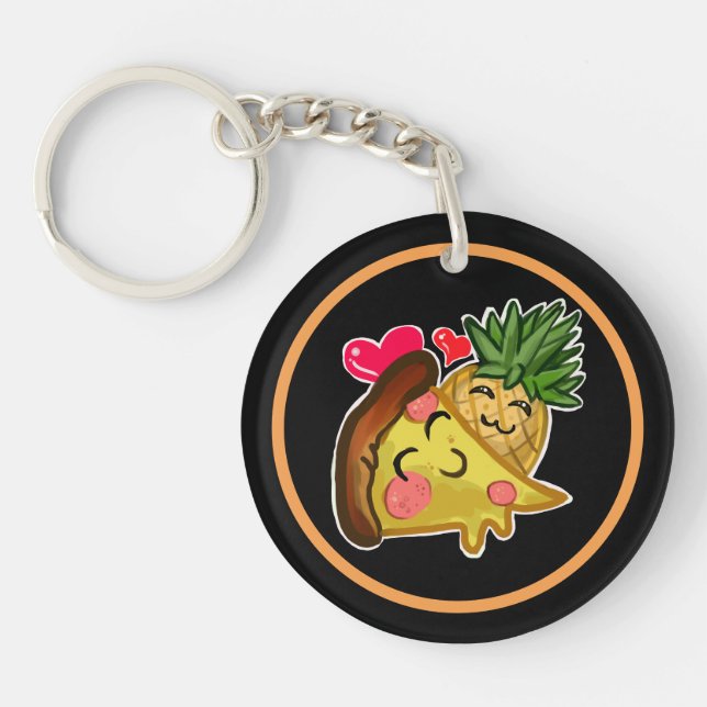 Pineapple Pizza Love Keychain (Front)